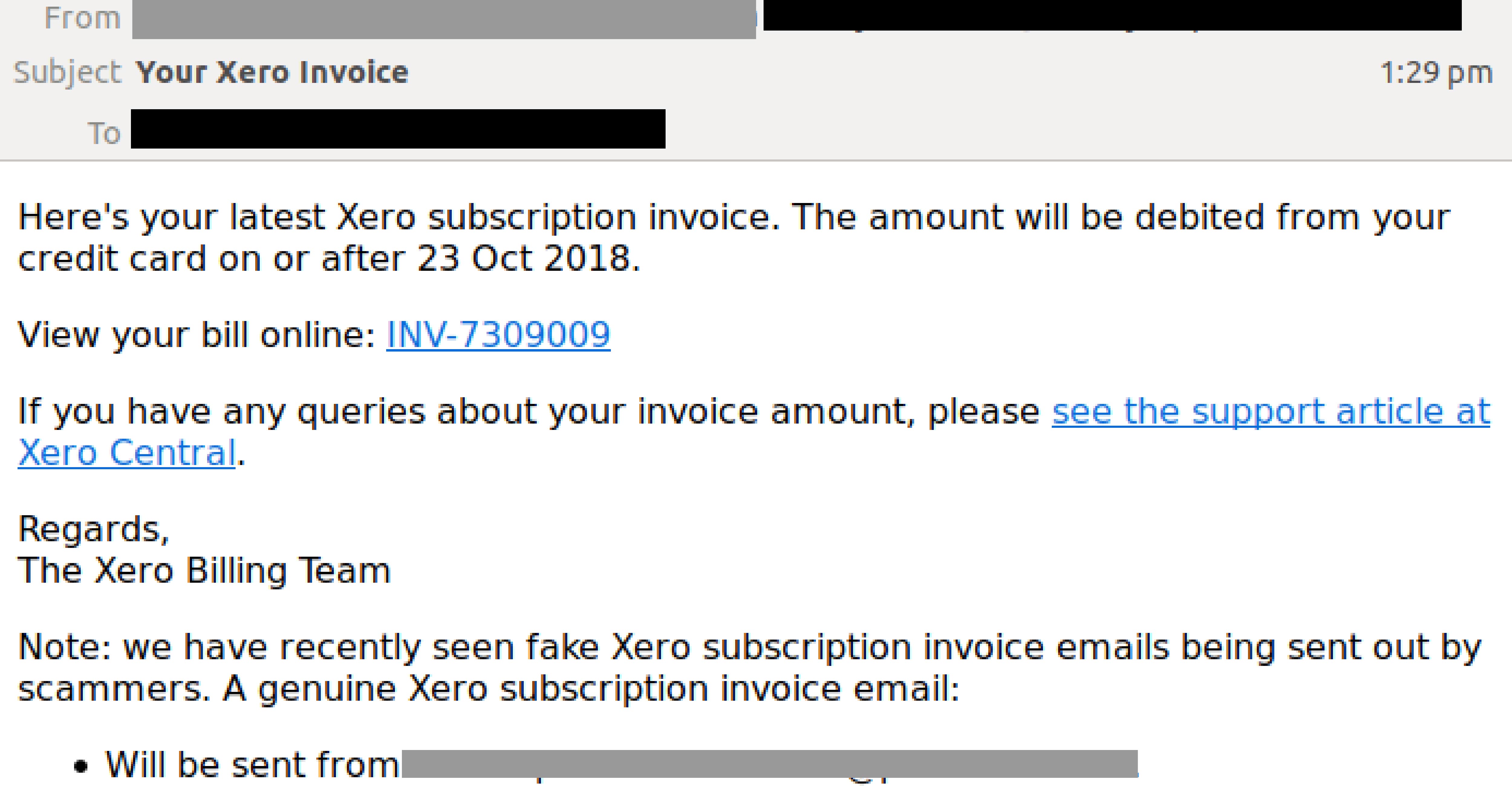 WATCH Email invoice scam spoofs Xero